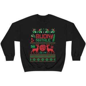 Italian Ugly Christmas Sweater Sweatshirt(Black)