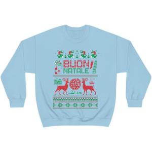 Italian Ugly Christmas Sweater Sweatshirt(Light Blue)