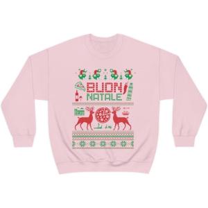 Italian Ugly Christmas Sweater Sweatshirt(Light Pink)