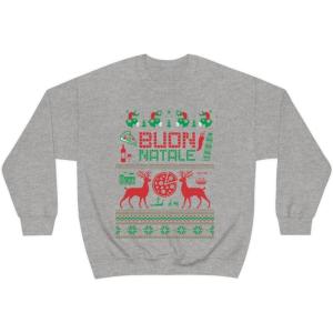 Italian Ugly Christmas Sweater Sweatshirt(Sport Grey)