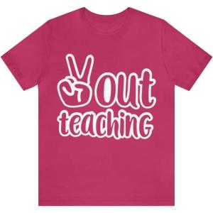 Peace Out Teaching Unisex Jersey Short Sleeve Tee(Berry)