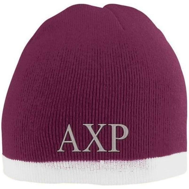 imageAlpha Chi Rho Two Tone Knit Beanie MaroonWhite