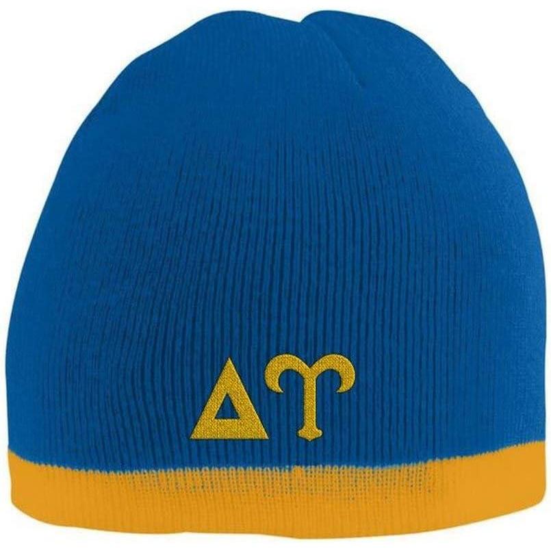imageDelta Upsilon DU Two Tone Knit Beanie RoyalGold