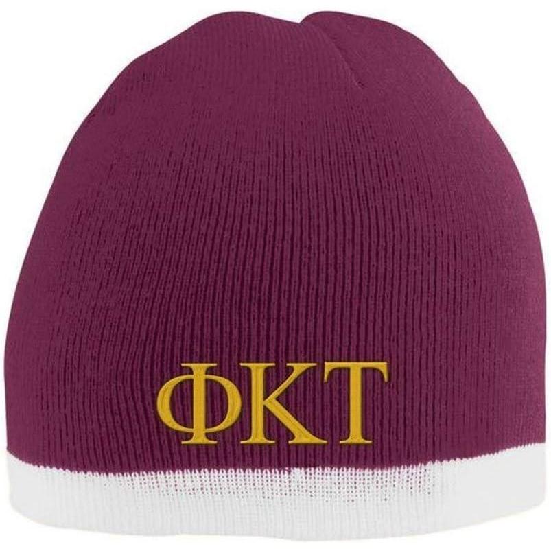 imagePhi Kappa Tau Two Tone Knit Beanie MaroonWhite