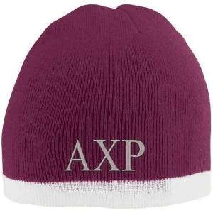 Alpha Chi Rho Two Tone Knit Beanie Maroon/White
