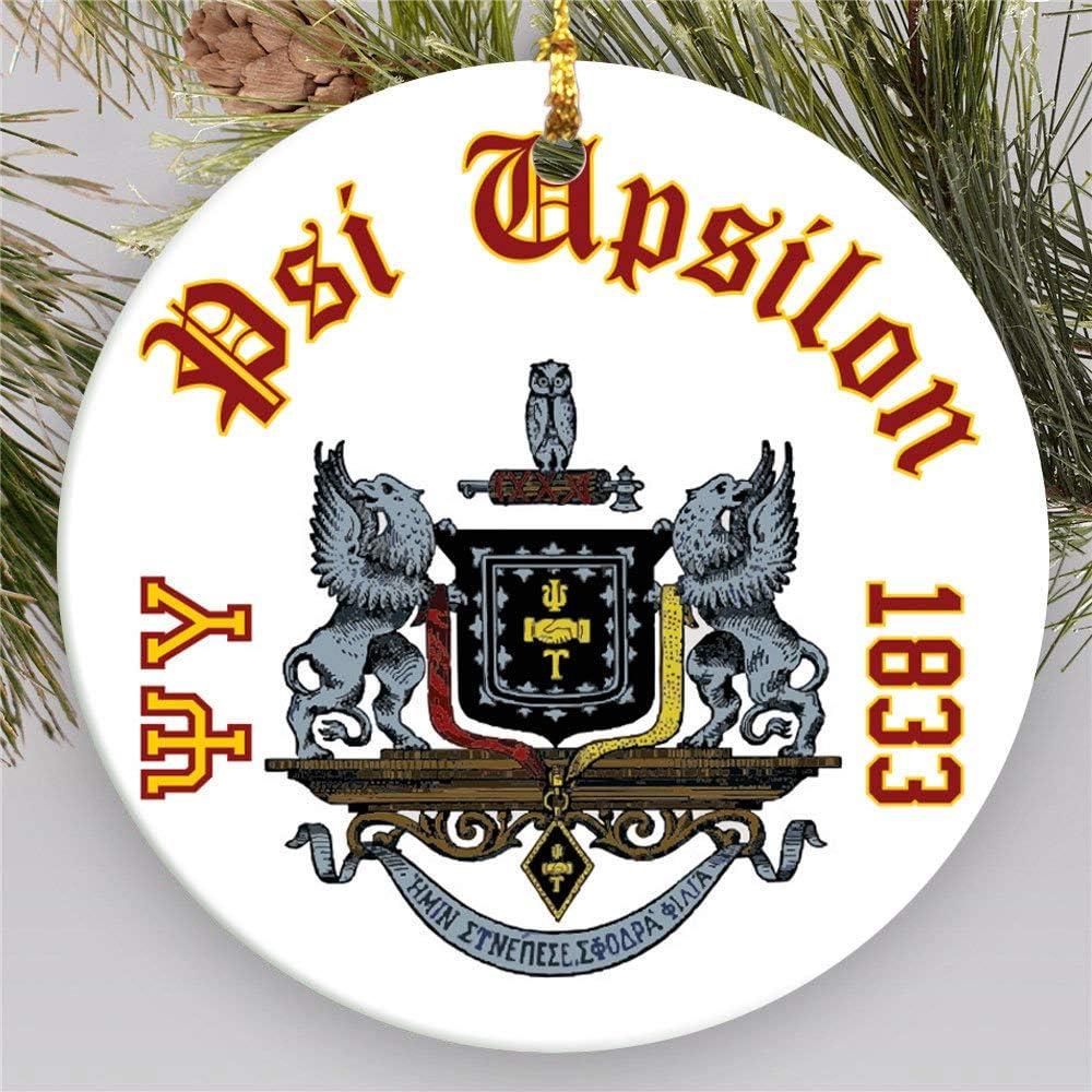 imagePsi Upsilon Round Christmas Shield Ornament