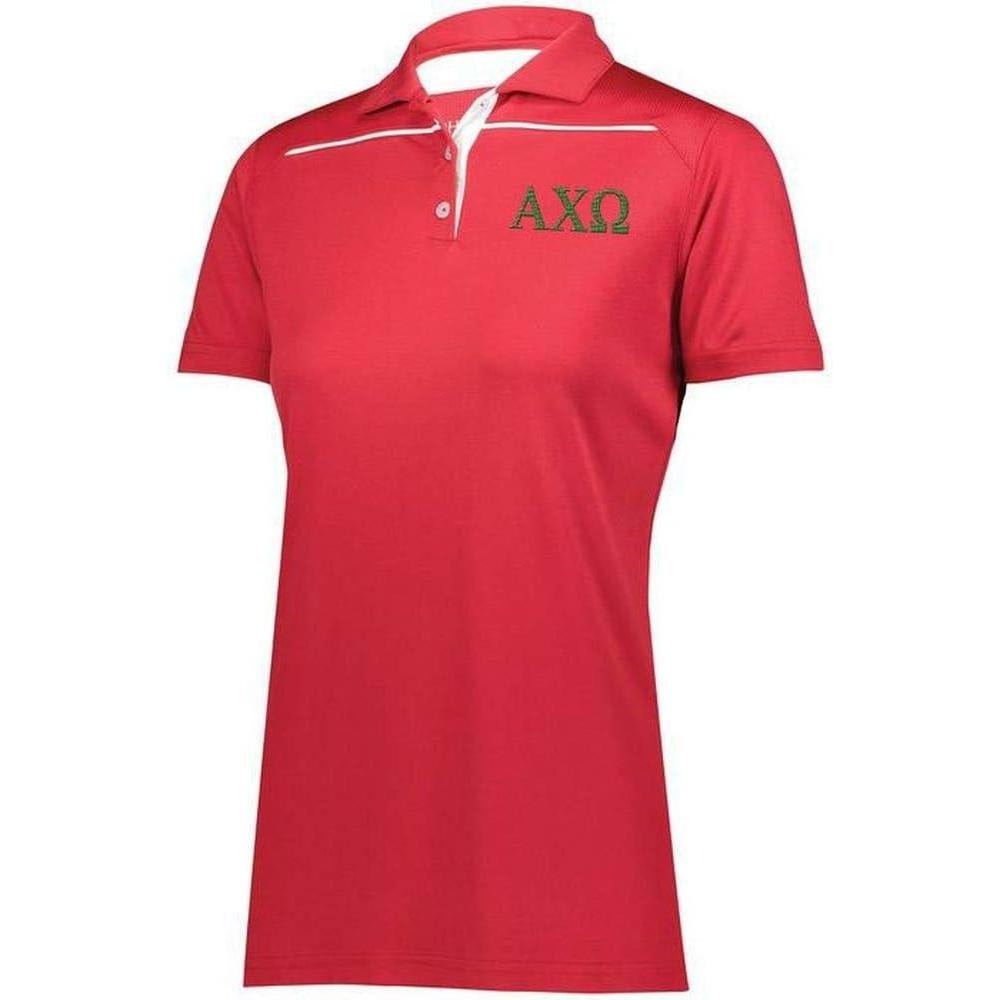 imageAlpha Chi Omega Greek Letter Defer PoloScarletWhite