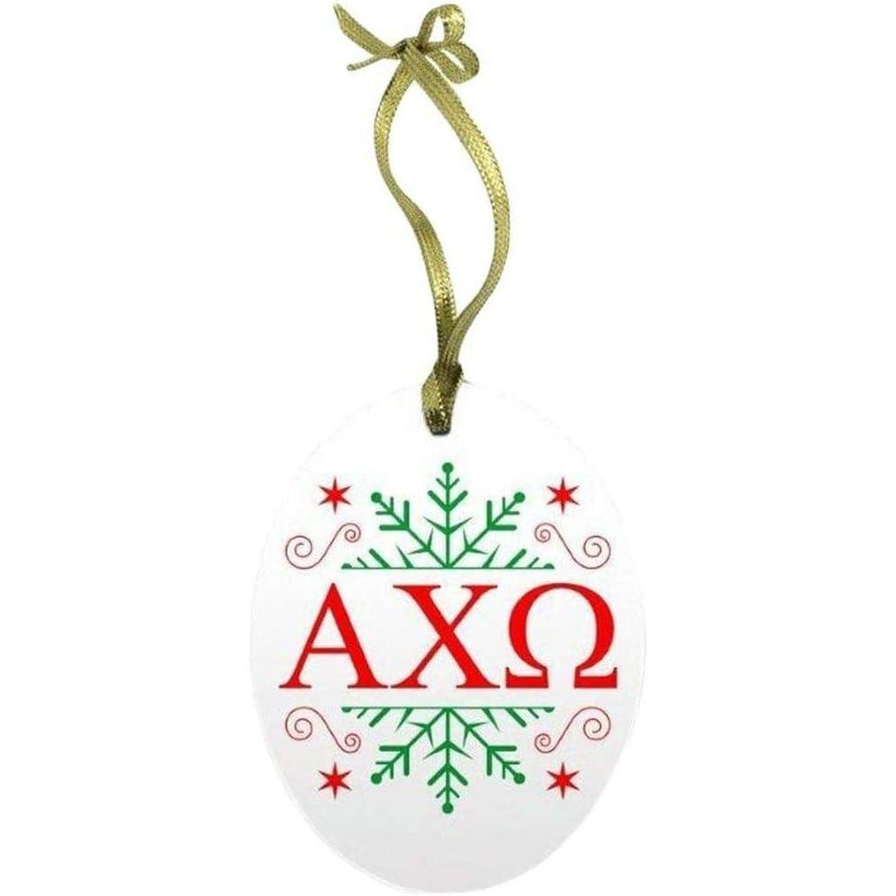 imageAlpha Chi Omega Holiday Color Snowflake Glass Christmas Ornament