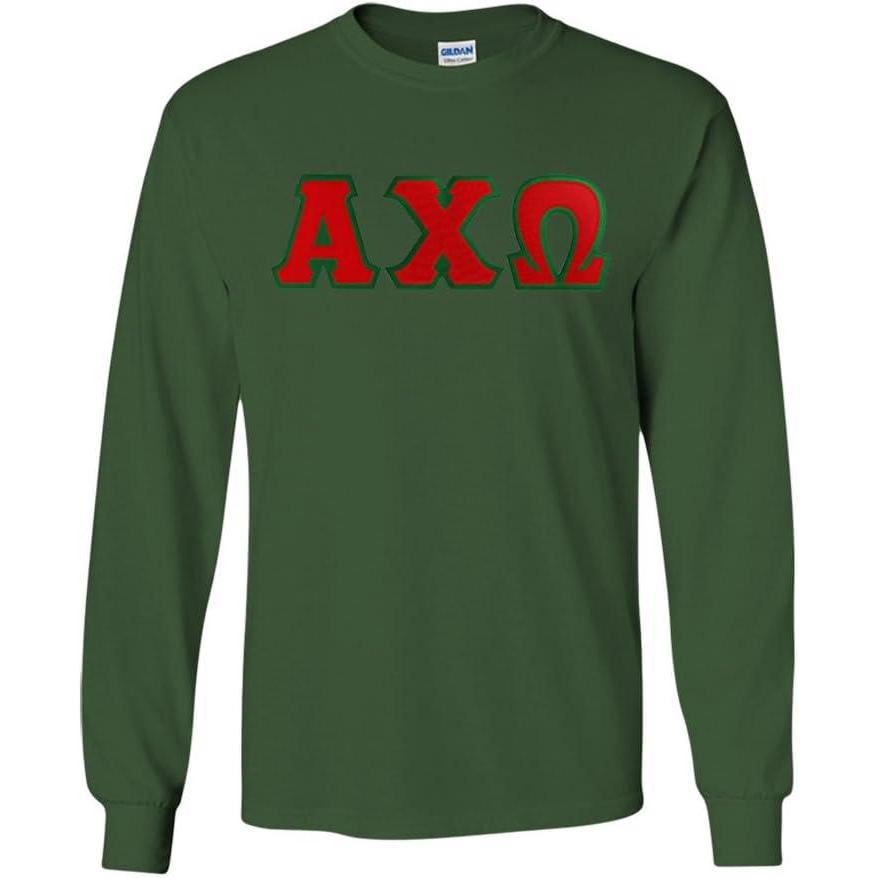 imageAlpha Chi Omega Lettered Long Sleeve TeeForest Green