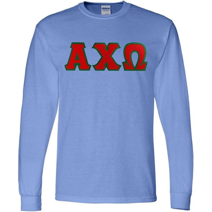 imageAlpha Chi Omega Lettered Long Sleeve TeeLight Blue