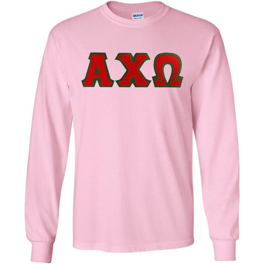 imageAlpha Chi Omega Lettered Long Sleeve TeeLight Pink