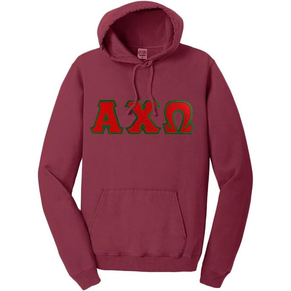 imageAlpha Chi Omega PigmentDyed Lettered Hooded SweatshirtMerlot