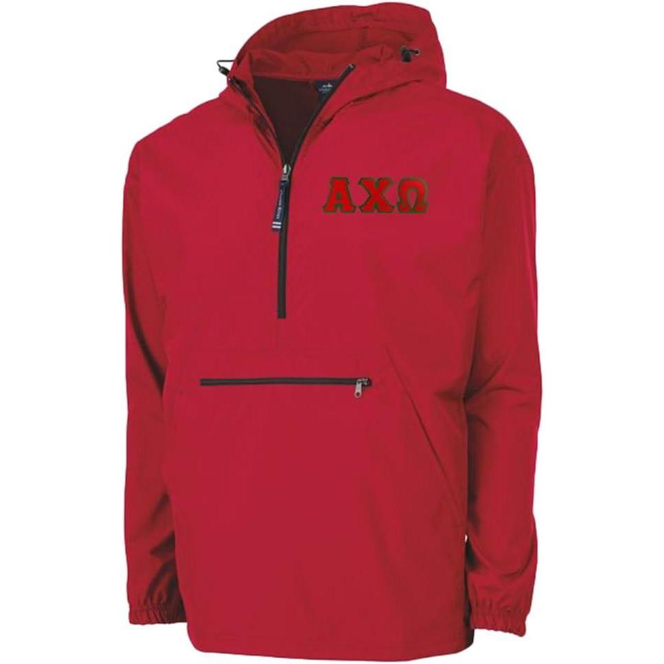imageAlpha Chi Omega Tackle Twill Lettered Pack N Go PulloverRed
