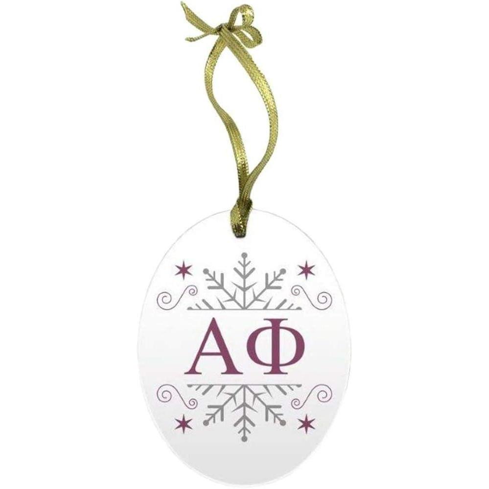 imageAlpha Phi Holiday Color Snowflake Glass Christmas Ornament