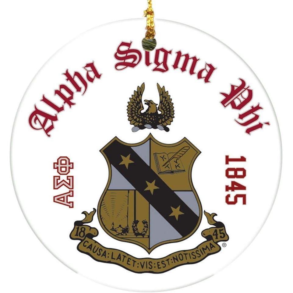 imageAlpha Sigma Phi Round Christmas Shield Ornament