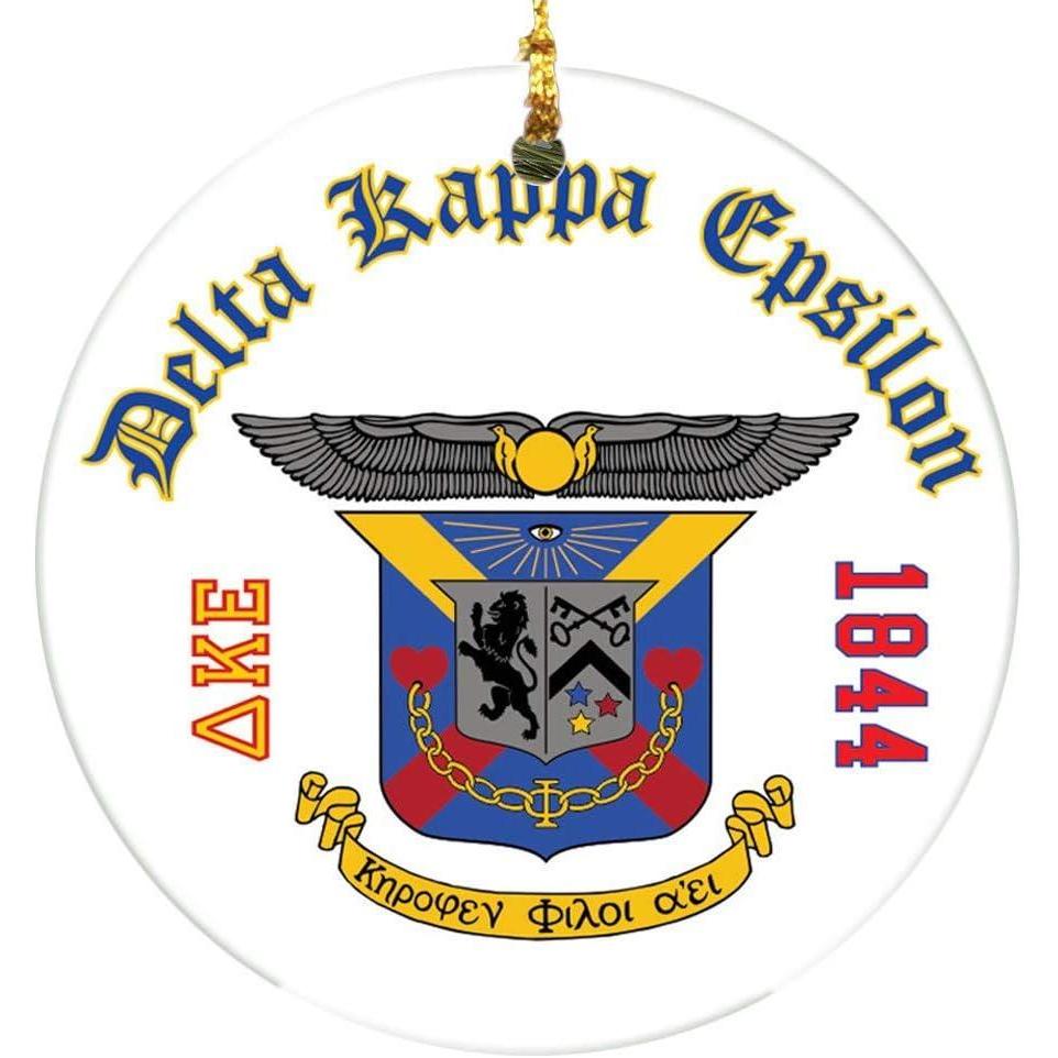 imageDelta Kappa Epsilon DKE Round Christmas Shield Ornament