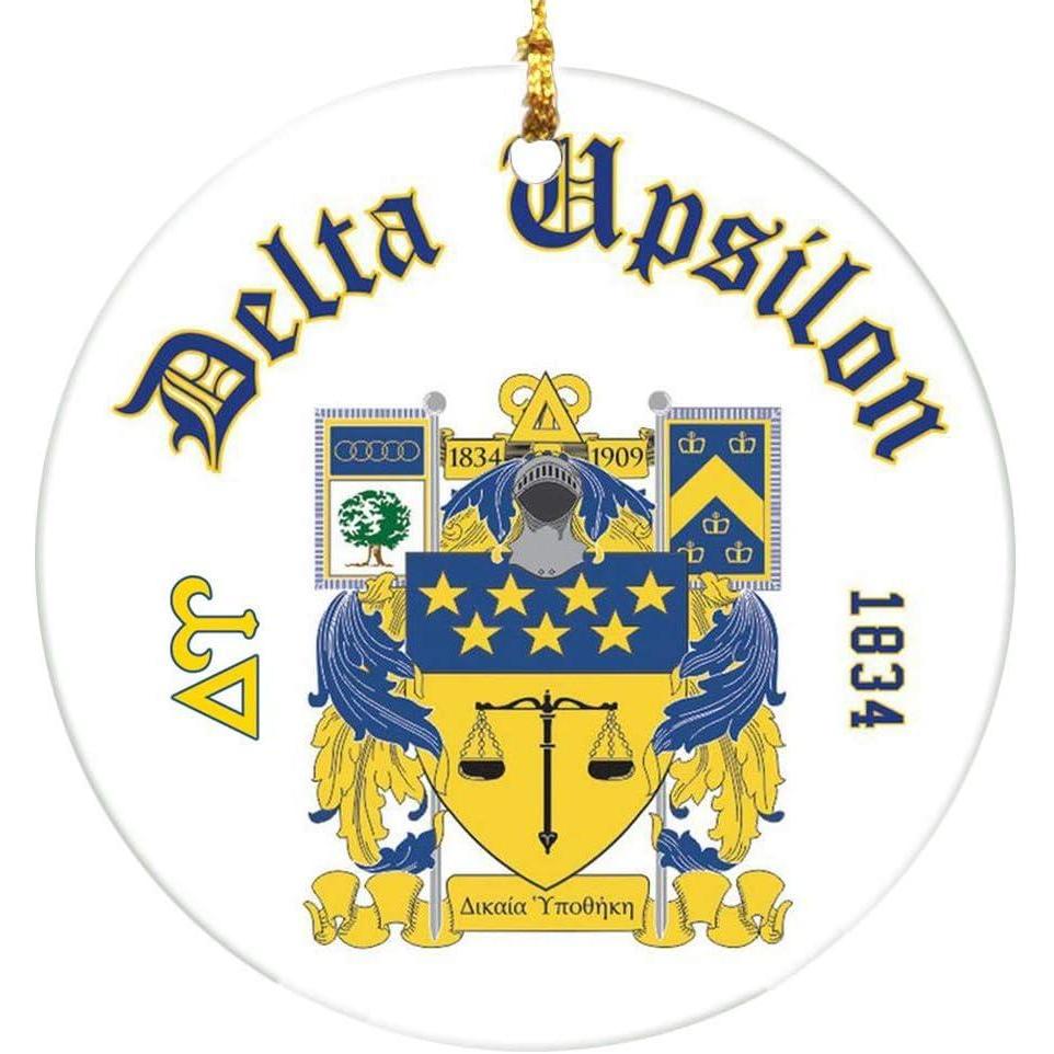 imageDelta Upsilon DU Round Christmas Shield Ornament
