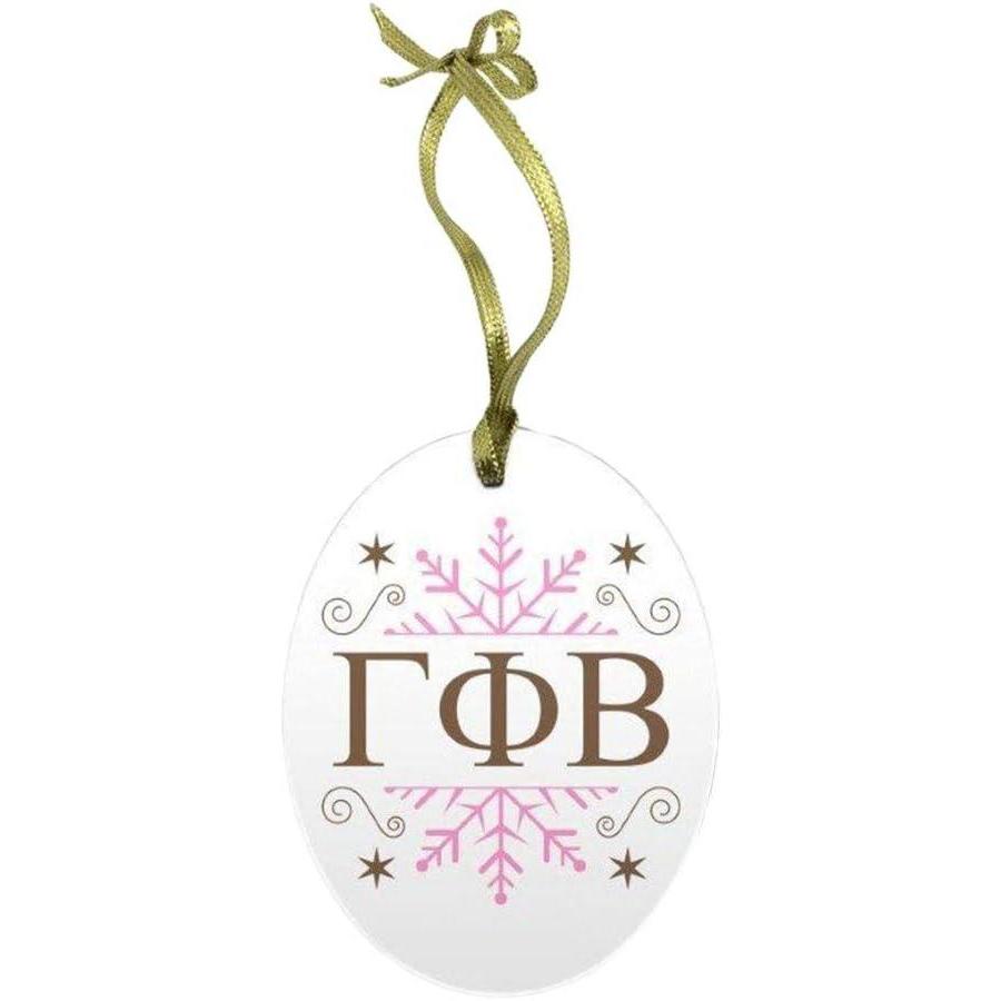 imageGamma Phi Beta Holiday Color Snowflake Glass Christmas Ornament