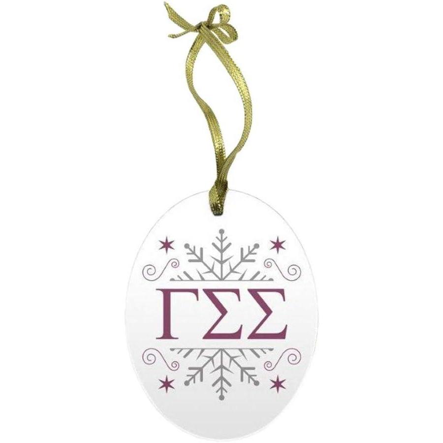 imageGamma Sigma Sigma Holiday Color Snowflake Glass Christmas Ornament