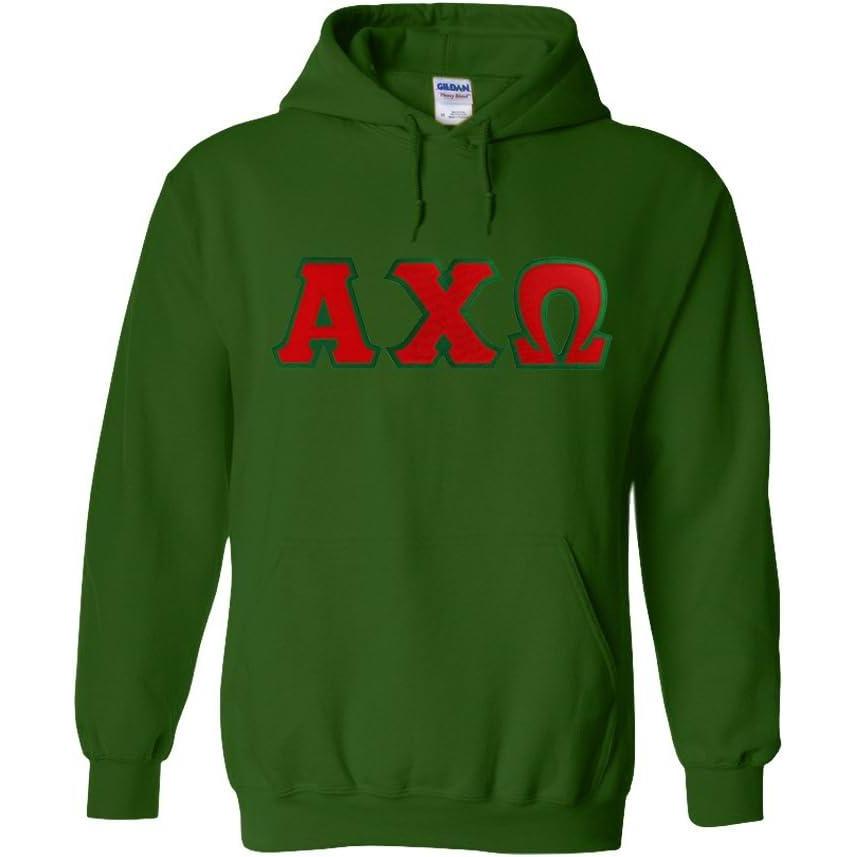 imageGreekgear Alpha Chi Omega Lettered Hooded SweatshirtForest Green
