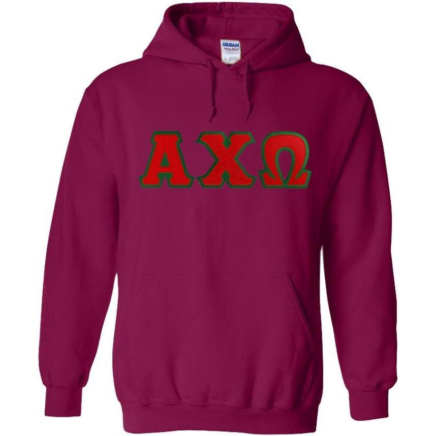 imageGreekgear Alpha Chi Omega Lettered Hooded SweatshirtMagenta Pink