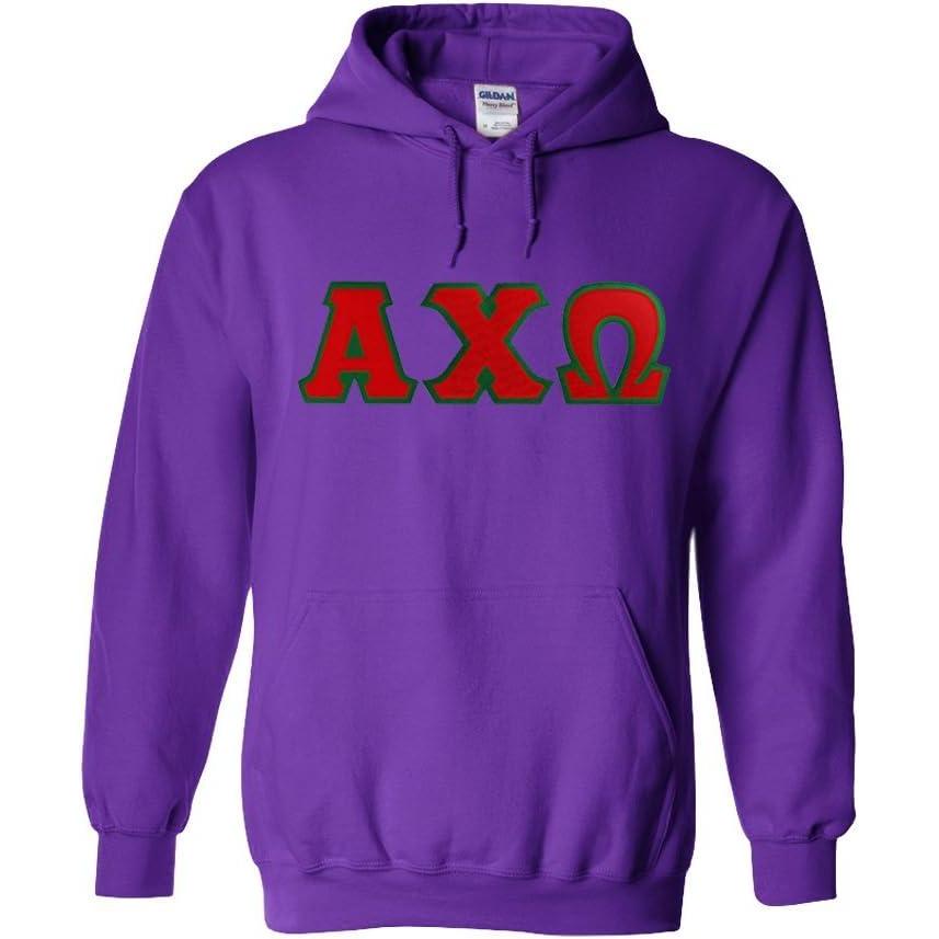 imageGreekgear Alpha Chi Omega Lettered Hooded SweatshirtPurple
