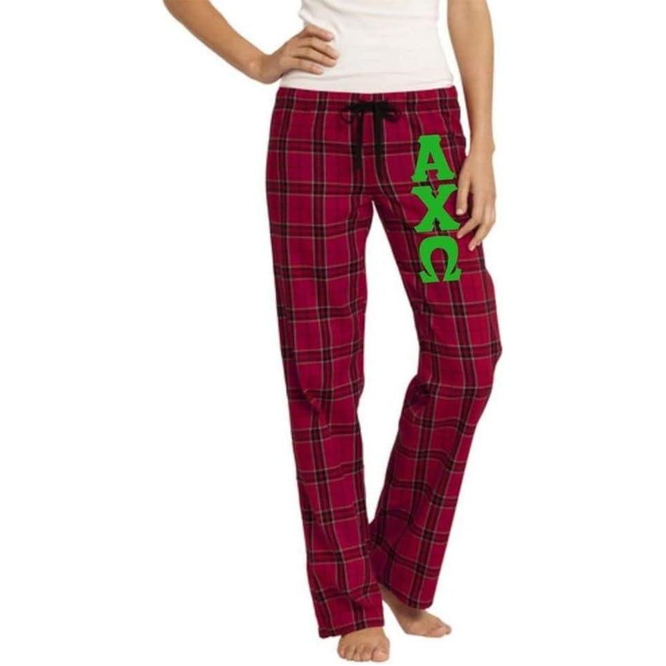 imageGreekgear Alpha Chi Omega Womens Flannel Plaid Pant PJsRed
