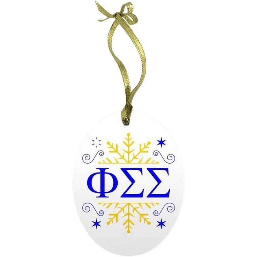 imagePhi Sigma Sigma Holiday Color Snowflake Glass Christmas Ornament