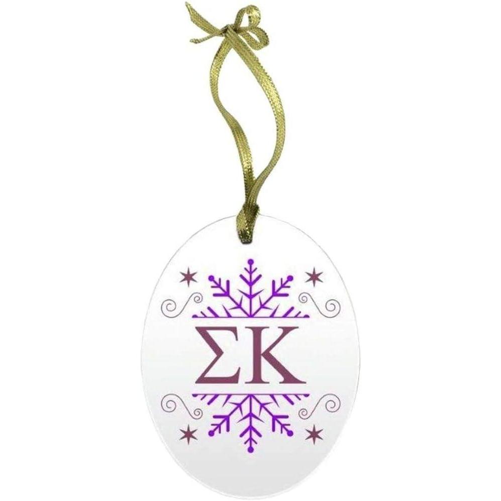 imageSigma Kappa Holiday Color Snowflake Glass Christmas Ornament