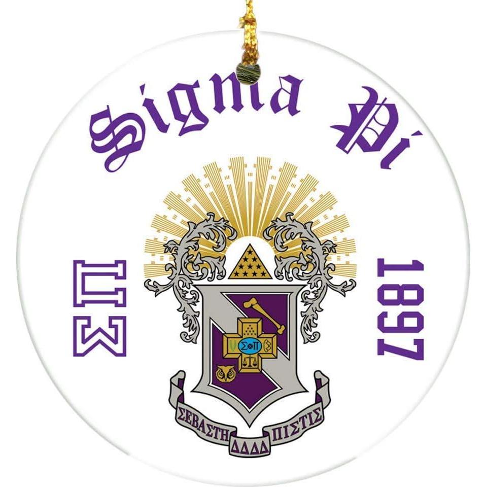 imageSigma Pi Round Christmas Shield Ornament