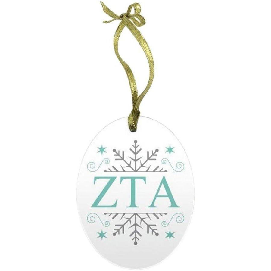 imageZeta Tau Alpha ZTA Holiday Color Snowflake Glass Christmas Ornament
