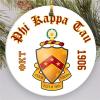 Phi Kappa Tau Round Christmas Shield Ornament