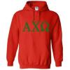 Alpha Chi Omega World Famous Greek Hoodie – Red with Forest Green Imprint(Red)