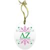 Delta Zeta Holiday Color Snowflake Glass Christmas Ornament