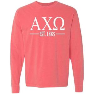Alpha Chi Omega Custom Greek Lettered Long Sleeve T-Shirt(Watermelon)