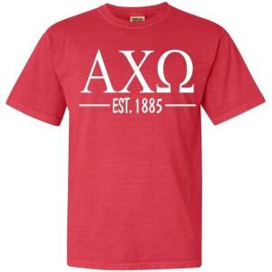 Alpha Chi Omega Custom Greek Lettered Short Sleeve T-Shirt(Red)