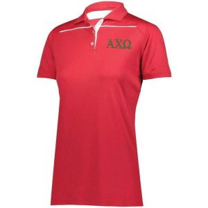 Alpha Chi Omega Greek Letter Defer Polo(Scarlet/White)