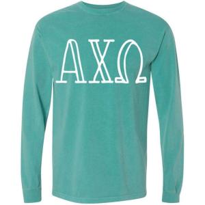 Alpha Chi Omega Greek Long Sleeve T-Shirt(Lagoon)