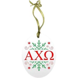 Alpha Chi Omega Holiday Color Snowflake Glass Christmas Ornament
