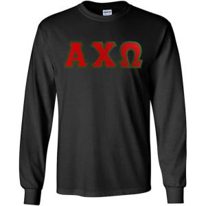 Alpha Chi Omega Lettered Long Sleeve Tee(Black)
