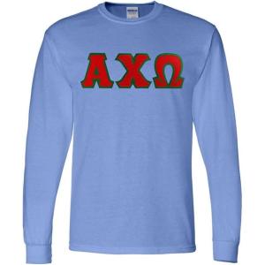 Alpha Chi Omega Lettered Long Sleeve Tee(Light Blue)