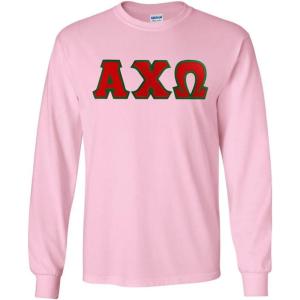 Alpha Chi Omega Lettered Long Sleeve Tee(Light Pink)