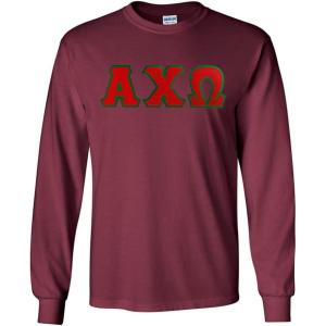 Alpha Chi Omega Lettered Long Sleeve Tee(Maroon)