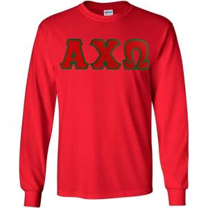 Alpha Chi Omega Lettered Long Sleeve Tee(Red)