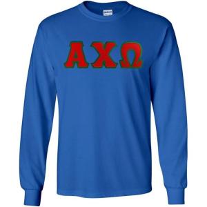 Alpha Chi Omega Lettered Long Sleeve Tee(Royal Blue)