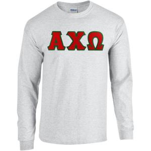 Alpha Chi Omega Lettered Long Sleeve Tee(Sports Grey)