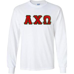 Alpha Chi Omega Lettered Long Sleeve Tee(White)