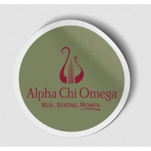 Alpha Chi Omega Logo Round Decal Green(Green)