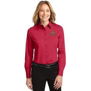 Alpha Chi Omega Long Sleeve Oxford(Red/Light Stone)