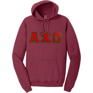 Alpha Chi Omega Pigment-Dyed Lettered Hooded Sweatshirt(Merlot)